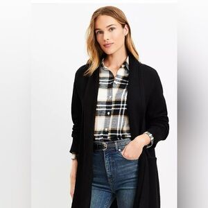 Ann Taylor Loft shawl open cardigan black petite small EUC